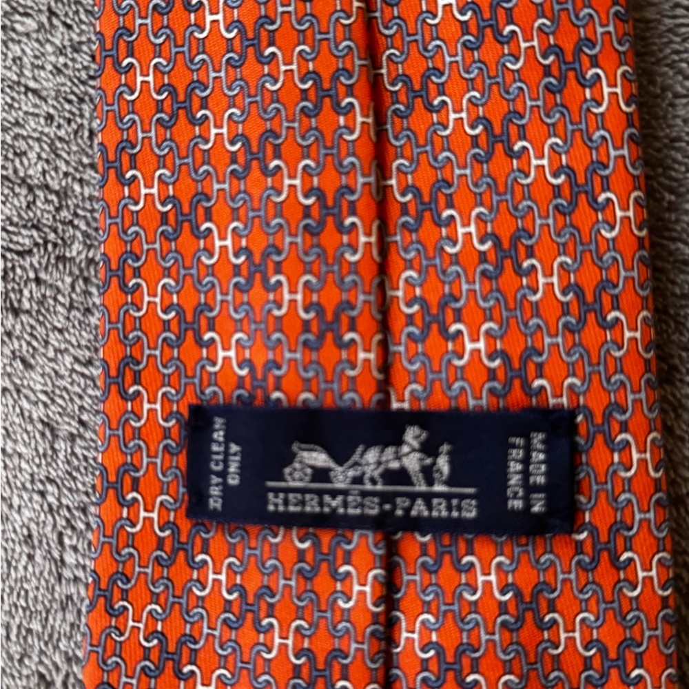 Hermès Orange and Blue Patterned Tie